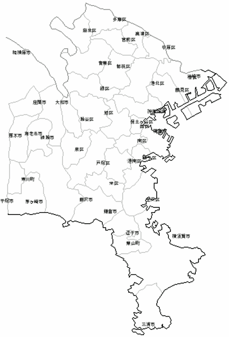 神奈川県の地図